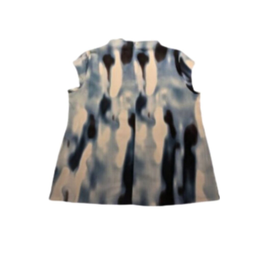 Calvin Klein Watercolor Print Sleeveless Top Keyhole Back Flutter Sleeve Size L - Picture 3 of 5